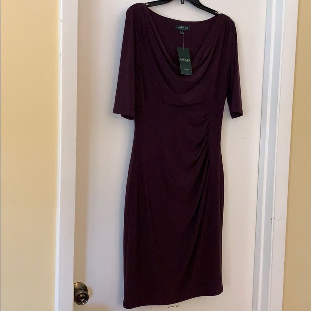 Ralph Lauren Purple 3/4 Sleeve Sheath Dress Sz 10